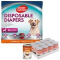 Simple Solution Disposable Female Diapers, Large/X-Large, 30 count + Fruitables Pumpkin SuperBlend Digestive Dog & Cat Supplement, 15-oz, case of 12
