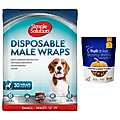 Simple Solution Disposable Male Wrap, Small, 30 count + Fruitables Skinny Minis Pumpkin & Berry Flavor Dog Treats, 5-oz bag