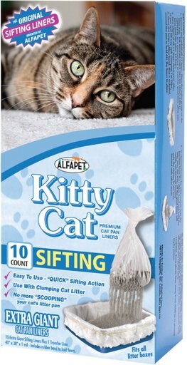 Alfa Pet Kitty Cat Elastic Sifting Litter Box Liners, 10 count, Extra Giant