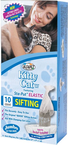 ALFA PET Kitty Cat Elastic Sifting Litter Box Liners, 10 count, Jumbo -  Chewy.com