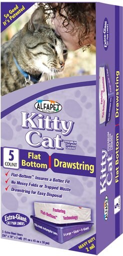 Alfa Pet Kitty Cat Flat-Bottom Litter Box Liners - Extra Giant, 5 count