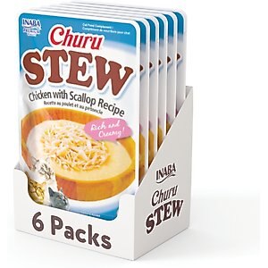 Inaba Churu Stew Chicken with Scallop Recipe Grain-Free Lickable Cat Treats, 1.4-oz tube, 6 count
