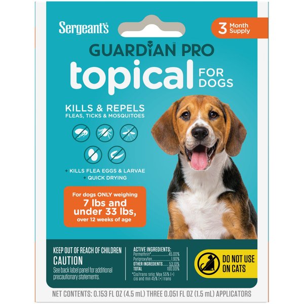 Sergeant's Guardian Pro Dog Flea & Tick Topical Treatment, Under 33-lb 