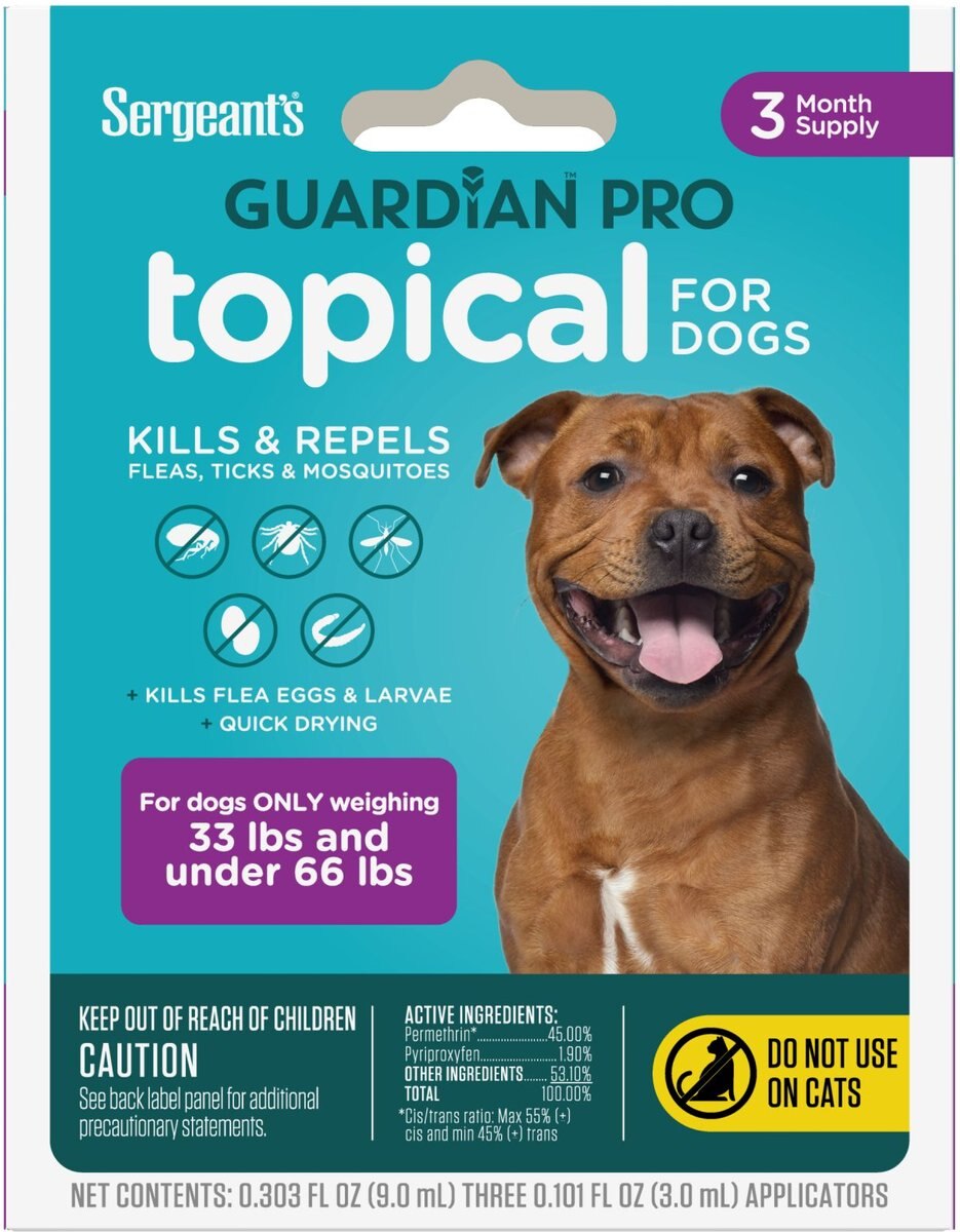 SERGEANT'S Guardian Dog Pro Flea & Tick Topical Treatment, 3366lb, 3
