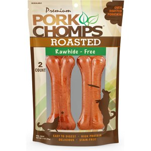 Premium Pork Chomps Roasted Pressed Bone Dog Treats, 4.5-in, 2 count