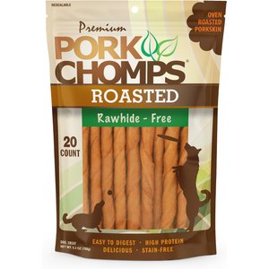 Premium Pork Chomps Roasted Twists Dog Treats, Small, 20 count bag