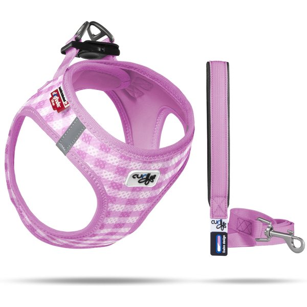 CURLI Vest Air-Mesh Dog Harness & Dog Leash, Pink, XXX-Small