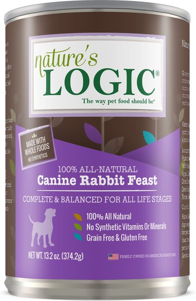 Nature's Logic Canine Rabbit Feast All Life Stages Grain-Free Canned Dog Food, 13.2-oz, case of 12 slide 1 of 9