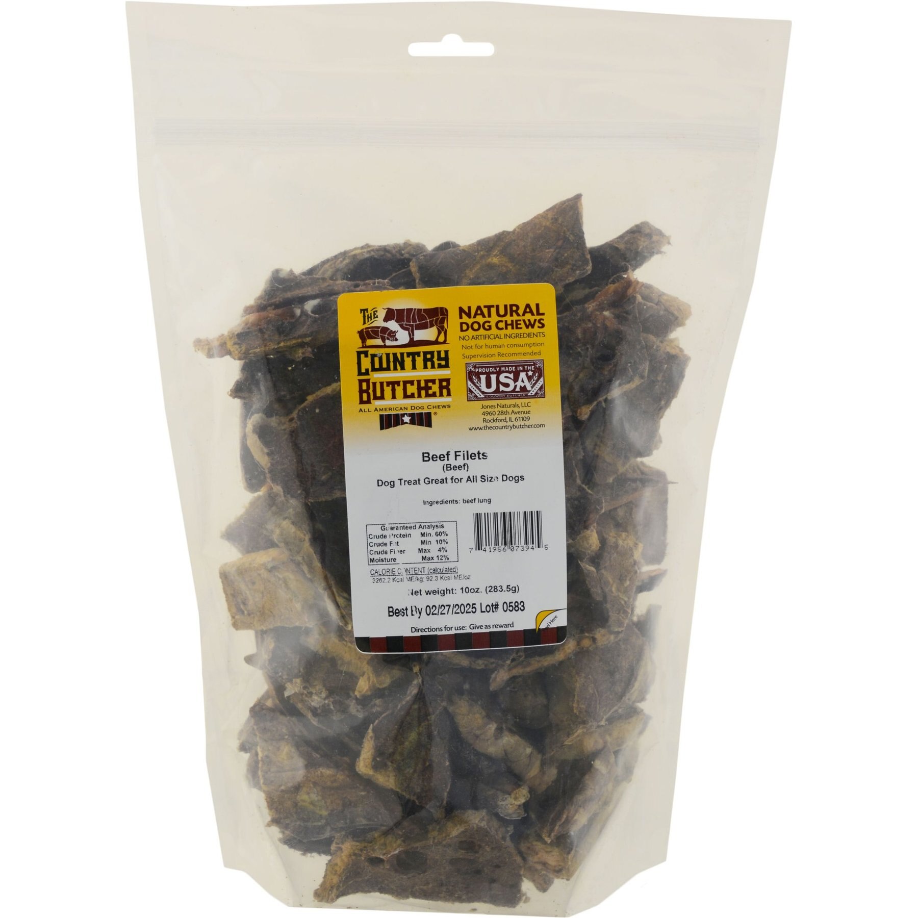 The Country Butcher Beef Filet Dog Treats, 10-oz pouch