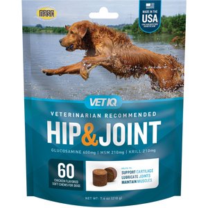 VetIQ Hip & Joint Soft Chew Joint Supplement for Dogs, 60 Count