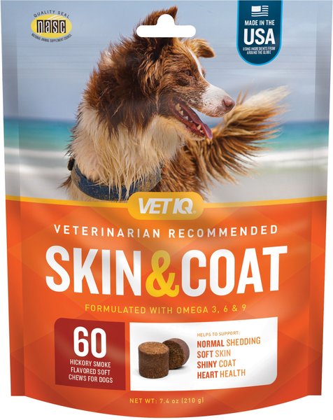VetIQ Skin & Coat Soft Chew Supplement for Dogs, 60 Count slide 1 of 7