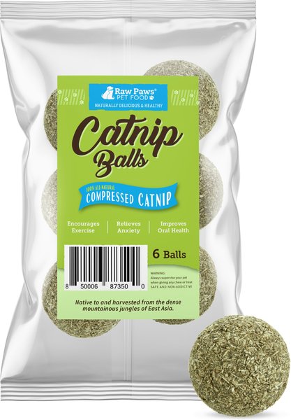 Raw Paws Compressed Catnip Ball Cat Toy, 6 count, slide 1 of 6
