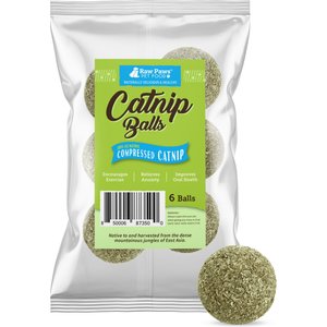 Raw Paws Compressed Catnip Ball Cat Toy, 6 count,