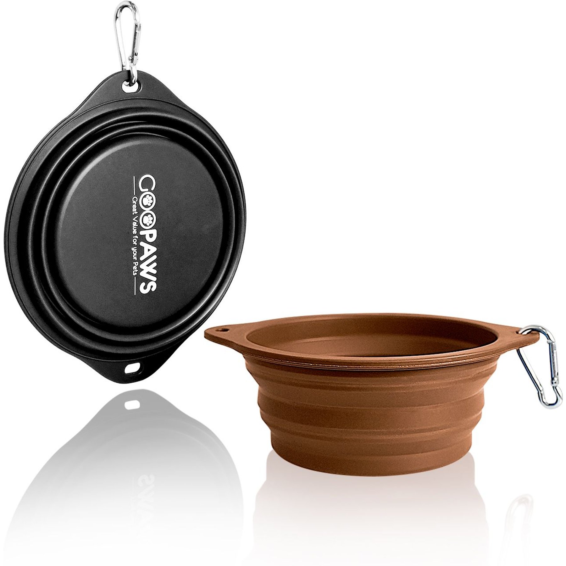 Jespet Jespet & GOOPAWS Silicone Non-Skid Travel Cat & Dog Bowl, 2 count, Black/Brown