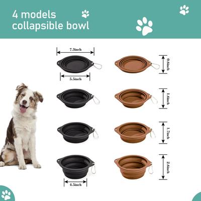 Show full view: Jespet & GOOPAWS Silicone Non-Skid Travel Cat & Dog Bowl, 2 count, Black/Brown slide 4 of 7