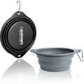 Jespet GooPaws Silicone Non-Skid Travel Cat & Dog Bowl, 2 count, Black/Grey