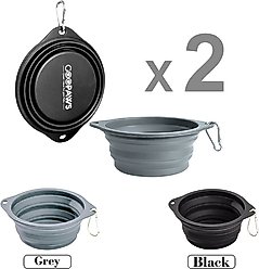 Jespet & GOOPAWS Silicone Non-Skid Travel Cat & Dog Bowl, 2 count, Black/Grey slide 2 of 7