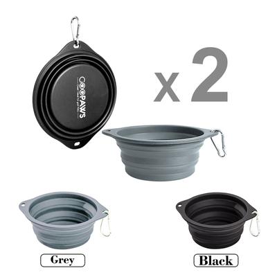 Show full view: Jespet & GOOPAWS Silicone Non-Skid Travel Cat & Dog Bowl, 2 count, Black/Grey slide 2 of 7