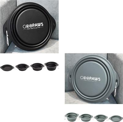 Show full view: Jespet & GOOPAWS Silicone Non-Skid Travel Cat & Dog Bowl, 2 count, Black/Grey slide 3 of 7