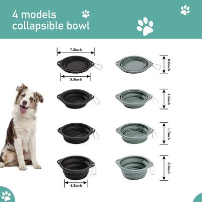 Show full view: Jespet & GOOPAWS Silicone Non-Skid Travel Cat & Dog Bowl, 2 count, Black/Grey slide 4 of 7