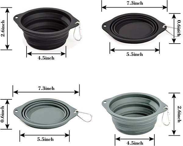 Jespet GooPaws Silicone Non-Skid Travel Cat & Dog Bowl, 2 count