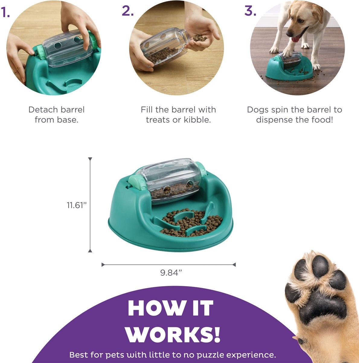 NINA OTTOSSON BY OUTWARD HOUND Spin N' Eat Dog Food Puzzle Feeder