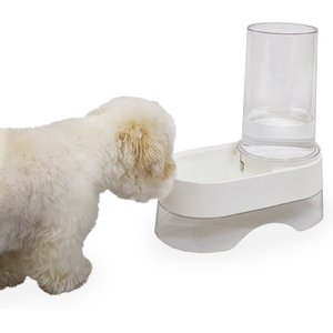 Richell Elevated Gravity Water Dispenser Dog & Cat Bowl, White, 1-gal