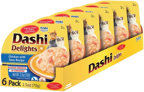 Inaba Dashi Delights Chicken with Tuna Flavored Bits in Broth Cat Food Topping, 2.5-oz cup, pack of 6 slide 1 of 9