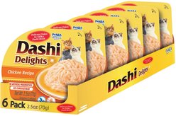 Inaba Dashi Delights Chicken Flavored Bits in Broth Cat Food Topping, 2.5-oz cup, pack of 6