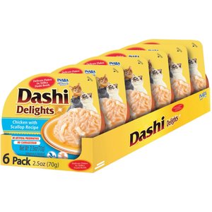 Inaba Dashi Delights Chicken with Scallop Flavored Bits in Broth Cat Food Topping, 2.5-oz cup, pack of 6