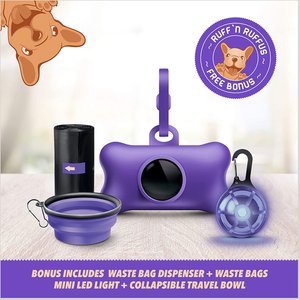 Ruff 'N Ruffus Tangle-Free Retractable Dog Leash & Bonus Contents, Purple
