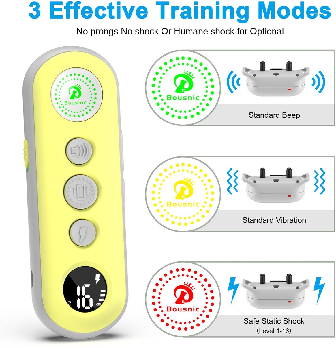 BOUSNIC 1000ft Remote Waterproof Rechargeable Shock Training Dog