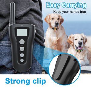 Casfuy 1000-ft Remote Rechargeable Waterproof Electric Dog Training Collar, Black, 2 count