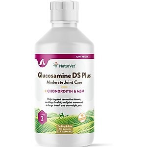 NaturVet Moderate Care Glucosamine DS Plus Liquid Joint Supplement for Cats & Dogs, 32-oz bottle