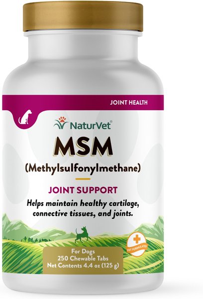 NaturVet MSM Chewable Tablets Joint Supplement for Dogs, 250 count slide 1 of 4