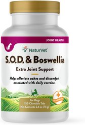 NaturVet S.O.D. Boswelia Chewable Tablets Joint Supplement for Dogs, 150 count