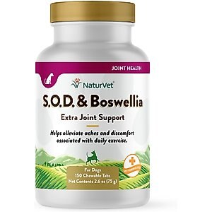 NaturVet S.O.D. Boswelia Chewable Tablets Joint Supplement for Dogs, 150 count