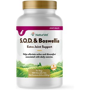 NaturVet S.O.D. Boswelia Chewable Tablets Joint Supplement for Dogs, 500 count