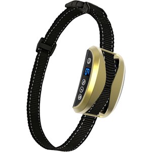 Petdiary 165-G Static Rechargeable Dog Bark Control Collar, Gold, Small