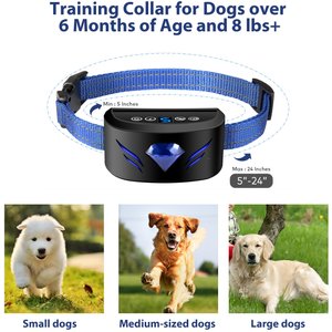 Petdiary B330 Static Rechargeable Dog Bark Collar, Black, Small