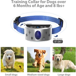 Petdiary B340 Rechargeable Dog Bark Collar, Small, Silver