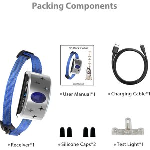 Petdiary B340 Rechargeable Dog Bark Collar, Small, Silver