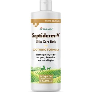 NaturVet Septiderm-V Soothing Formula Dog & Cat Skin Care Shampoo Bath, 16-oz bottle
