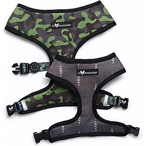 Lil Monster Pets Neoprene Reversible Dog Harness, Camo, X-Large