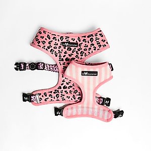 Lil Monster Pets Neoprene Reversible Dog Harness, Pink Leopard, X-Large