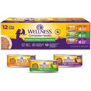 Wellness Complete Health Poultry Favorites Variety Pack Grain-Free Wet Cat Food, 5.5-oz can, case of 12