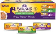 Wellness Complete Health Poultry Favorites Variety Pack Grain-Free Wet Cat Food, 5.5-oz can, case of 12