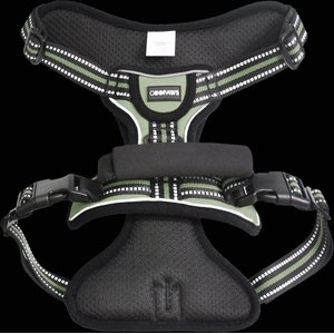 Jespet Goopaws Adjustable Padded Easy Control Lightweight Reflective Dog Harness, Green, Large