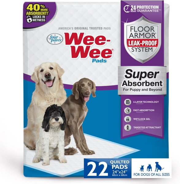 Wee-Wee Pads Unscented Super Absorbent Adult Dog Pee Pads, 24x24-in, 22 count slide 1 of 10
