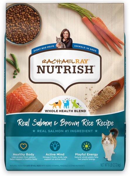Rachael Ray Nutrish Natural Salmon & Brown Rice Recipe Dry Cat Food, 6-lb bag slide 1 of 10